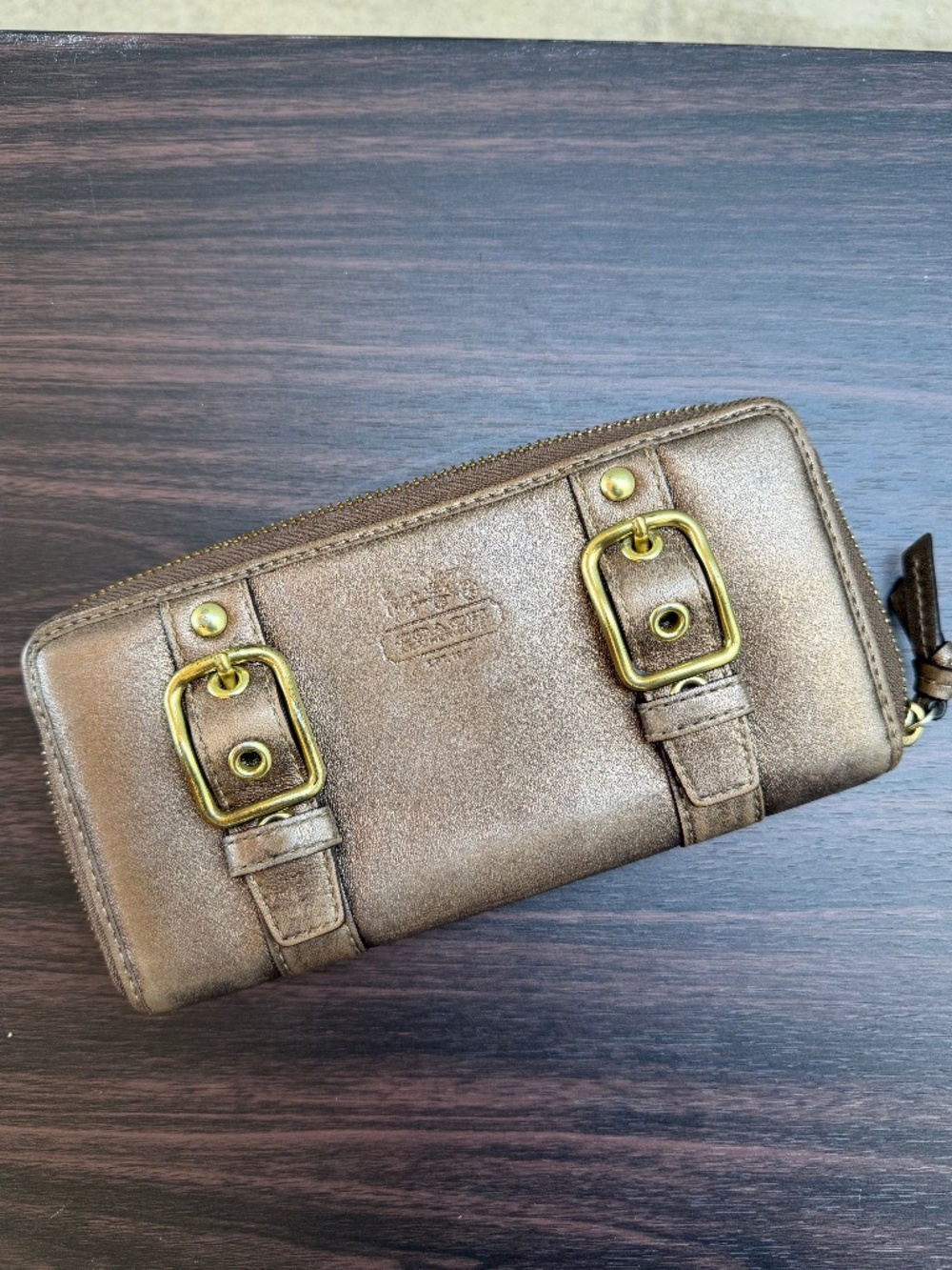Vintage Coach Zoe Legacy Double Buckle Accordion Zip Wallet